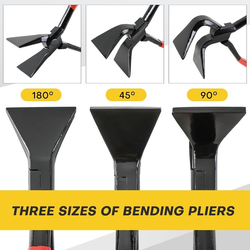 Acymner 3PCS Sheet Metal Bending Pliers Set | Hand Seamers for Roofers, Plumbers, and Metal Processing Straight, 45° & 90° Metal Bender Tools - Image 3